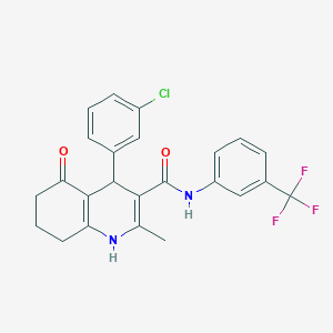 molecular formula C24H20ClF3N2O2 B303868 4-(3-chlorophenyl)-2-methyl-5-oxo-N-[3-(trifluoromethyl)phenyl]-1,4,5,6,7,8-hexahydro-3-quinolinecarboxamide 