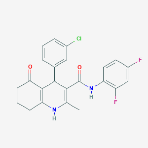 molecular formula C23H19ClF2N2O2 B303869 4-(3-chlorophenyl)-N-(2,4-difluorophenyl)-2-methyl-5-oxo-1,4,5,6,7,8-hexahydro-3-quinolinecarboxamide 