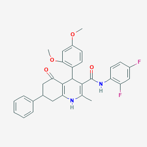 molecular formula C31H28F2N2O4 B303870 N-(2,4-difluorophenyl)-4-(2,4-dimethoxyphenyl)-2-methyl-5-oxo-7-phenyl-1,4,5,6,7,8-hexahydro-3-quinolinecarboxamide 
