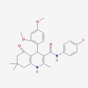 molecular formula C27H29FN2O4 B303871 4-(2,4-dimethoxyphenyl)-N-(4-fluorophenyl)-2,7,7-trimethyl-5-oxo-1,4,5,6,7,8-hexahydro-3-quinolinecarboxamide 