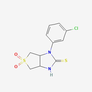 molecular formula C11H11ClN2O2S2 B3038716 1-(3-chlorophenyl)-3a,4,6,6a-tetrahydro-1H-thieno[3,4-d]imidazole-2-thiol 5,5-dioxide CAS No. 887833-88-7