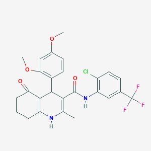 molecular formula C26H24ClF3N2O4 B303872 N-[2-chloro-5-(trifluoromethyl)phenyl]-4-(2,4-dimethoxyphenyl)-2-methyl-5-oxo-1,4,5,6,7,8-hexahydro-3-quinolinecarboxamide 