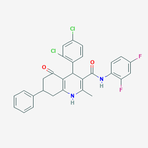 molecular formula C29H22Cl2F2N2O2 B303875 4-(2,4-dichlorophenyl)-N-(2,4-difluorophenyl)-2-methyl-5-oxo-7-phenyl-1,4,5,6,7,8-hexahydro-3-quinolinecarboxamide 