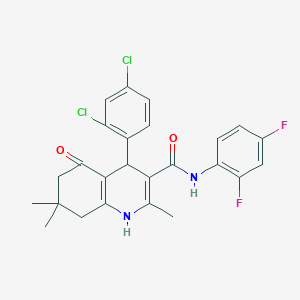 molecular formula C25H22Cl2F2N2O2 B303876 4-(2,4-dichlorophenyl)-N-(2,4-difluorophenyl)-2,7,7-trimethyl-5-oxo-1,4,5,6,7,8-hexahydro-3-quinolinecarboxamide 