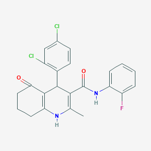 molecular formula C23H19Cl2FN2O2 B303877 4-(2,4-dichlorophenyl)-N-(2-fluorophenyl)-2-methyl-5-oxo-1,4,5,6,7,8-hexahydro-3-quinolinecarboxamide 