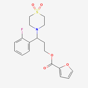 3-(1,1-Dioxo-1lambda~6~,4-thiazinan-4-yl)-3-(2-fluorophenyl)propyl 2-furoate