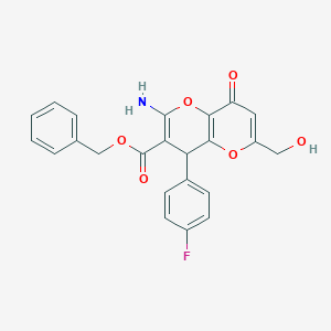molecular formula C23H18FNO6 B3038789 benzyl 2-amino-4-(4-fluorophenyl)-6-(hydroxymethyl)-8-oxo-4H-pyrano[3,2-b]pyran-3-carboxylate CAS No. 902322-68-3