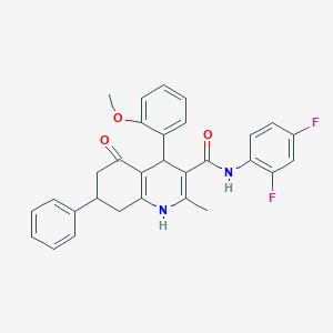 molecular formula C30H26F2N2O3 B303880 N-(2,4-difluorophenyl)-4-(2-methoxyphenyl)-2-methyl-5-oxo-7-phenyl-1,4,5,6,7,8-hexahydro-3-quinolinecarboxamide 
