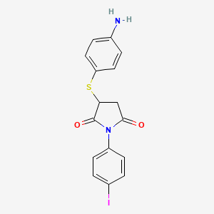 molecular formula C16H13IN2O2S B3038800 3-[(4-Aminophenyl)thio]-1-(4-iodophenyl)pyrrolidine-2,5-dione CAS No. 903777-35-5