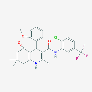 molecular formula C27H26ClF3N2O3 B303881 N-[2-chloro-5-(trifluoromethyl)phenyl]-4-(2-methoxyphenyl)-2,7,7-trimethyl-5-oxo-1,4,5,6,7,8-hexahydro-3-quinolinecarboxamide 