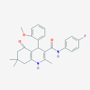 molecular formula C26H27FN2O3 B303882 N-(4-fluorophenyl)-4-(2-methoxyphenyl)-2,7,7-trimethyl-5-oxo-1,4,5,6,7,8-hexahydro-3-quinolinecarboxamide 