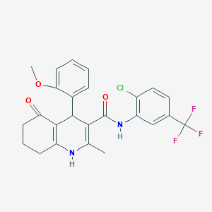 molecular formula C25H22ClF3N2O3 B303883 N-[2-chloro-5-(trifluoromethyl)phenyl]-4-(2-methoxyphenyl)-2-methyl-5-oxo-1,4,5,6,7,8-hexahydro-3-quinolinecarboxamide 