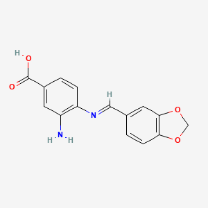 3-Amino-4-(1,3-benzodioxol-5-ylmethylideneamino)benzoic acid