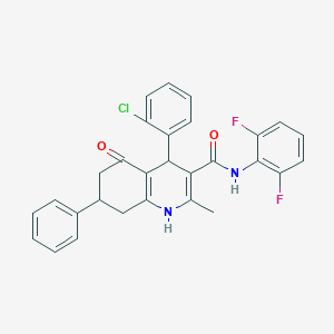 molecular formula C29H23ClF2N2O2 B303885 4-(2-chlorophenyl)-N-(2,6-difluorophenyl)-2-methyl-5-oxo-7-phenyl-1,4,5,6,7,8-hexahydro-3-quinolinecarboxamide 