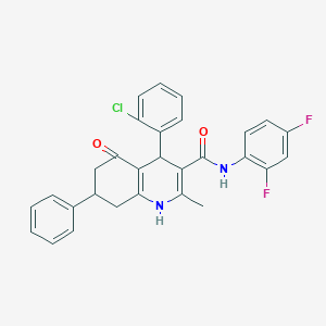 molecular formula C29H23ClF2N2O2 B303886 4-(2-chlorophenyl)-N-(2,4-difluorophenyl)-2-methyl-5-oxo-7-phenyl-1,4,5,6,7,8-hexahydro-3-quinolinecarboxamide 
