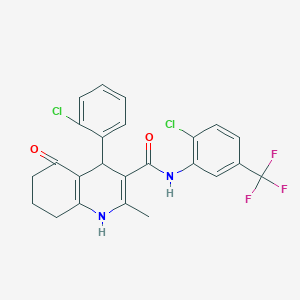 molecular formula C24H19Cl2F3N2O2 B303889 4-(2-chlorophenyl)-N-[2-chloro-5-(trifluoromethyl)phenyl]-2-methyl-5-oxo-1,4,5,6,7,8-hexahydro-3-quinolinecarboxamide 