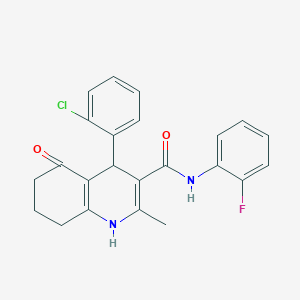 molecular formula C23H20ClFN2O2 B303890 4-(2-chlorophenyl)-N-(2-fluorophenyl)-2-methyl-5-oxo-1,4,5,6,7,8-hexahydro-3-quinolinecarboxamide 