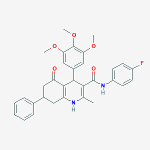 molecular formula C32H31FN2O5 B303891 N-(4-fluorophenyl)-2-methyl-5-oxo-7-phenyl-4-(3,4,5-trimethoxyphenyl)-1,4,5,6,7,8-hexahydro-3-quinolinecarboxamide 
