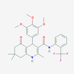 molecular formula C29H31F3N2O5 B303892 2,7,7-trimethyl-5-oxo-N-[2-(trifluoromethyl)phenyl]-4-(3,4,5-trimethoxyphenyl)-1,4,5,6,7,8-hexahydro-3-quinolinecarboxamide 