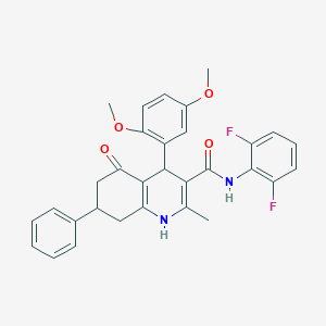 molecular formula C31H28F2N2O4 B303895 N-(2,6-difluorophenyl)-4-(2,5-dimethoxyphenyl)-2-methyl-5-oxo-7-phenyl-1,4,5,6,7,8-hexahydro-3-quinolinecarboxamide 