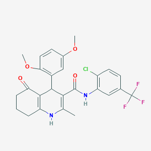 molecular formula C26H24ClF3N2O4 B303897 N-[2-chloro-5-(trifluoromethyl)phenyl]-4-(2,5-dimethoxyphenyl)-2-methyl-5-oxo-1,4,5,6,7,8-hexahydro-3-quinolinecarboxamide 