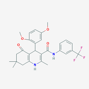 molecular formula C28H29F3N2O4 B303898 4-(2,5-dimethoxyphenyl)-2,7,7-trimethyl-5-oxo-N-[3-(trifluoromethyl)phenyl]-1,4,5,6,7,8-hexahydro-3-quinolinecarboxamide 