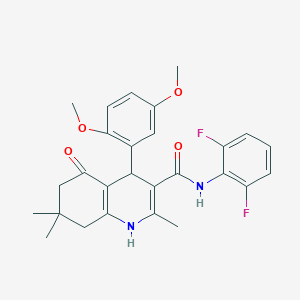 molecular formula C27H28F2N2O4 B303900 N-(2,6-difluorophenyl)-4-(2,5-dimethoxyphenyl)-2,7,7-trimethyl-5-oxo-1,4,5,6,7,8-hexahydro-3-quinolinecarboxamide 
