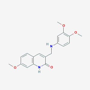 molecular formula C19H20N2O4 B3039006 3-{[(3,4-Dimethoxyphenyl)amino]methyl}-7-methoxy-1,2-dihydroquinolin-2-one CAS No. 947020-04-4