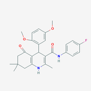 molecular formula C27H29FN2O4 B303901 4-(2,5-dimethoxyphenyl)-N-(4-fluorophenyl)-2,7,7-trimethyl-5-oxo-1,4,5,6,7,8-hexahydro-3-quinolinecarboxamide 