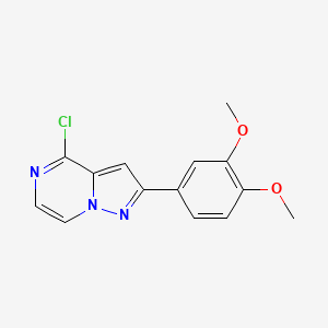molecular formula C14H12ClN3O2 B3039018 4-Chloro-2-(3,4-dimethoxyphenyl)pyrazolo[1,5-a]pyrazine CAS No. 950277-78-8