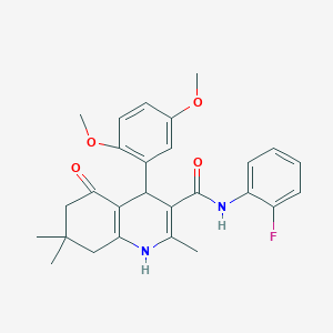 molecular formula C27H29FN2O4 B303902 4-(2,5-dimethoxyphenyl)-N-(2-fluorophenyl)-2,7,7-trimethyl-5-oxo-1,4,5,6,7,8-hexahydro-3-quinolinecarboxamide 