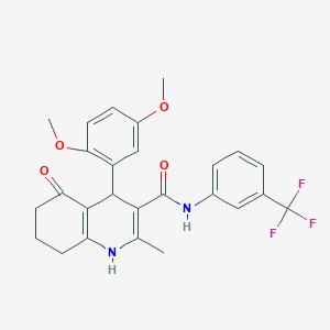 molecular formula C26H25F3N2O4 B303903 4-(2,5-dimethoxyphenyl)-2-methyl-5-oxo-N-[3-(trifluoromethyl)phenyl]-1,4,5,6,7,8-hexahydro-3-quinolinecarboxamide 