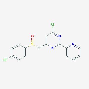 molecular formula C16H11Cl2N3OS B3039045 4-Chlorophenyl [6-chloro-2-(2-pyridinyl)-4-pyrimidinyl]methyl sulfoxide CAS No. 955962-38-6