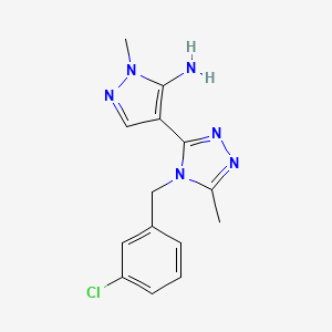 molecular formula C14H15ClN6 B3039047 4-[4-(3-chlorobenzyl)-5-methyl-4H-1,2,4-triazol-3-yl]-1-methyl-1H-pyrazol-5-amine CAS No. 955966-56-0
