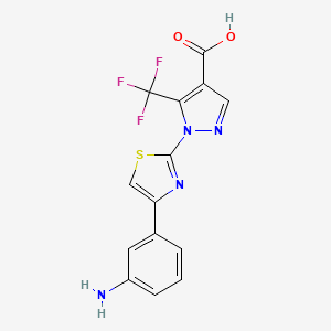 molecular formula C14H9F3N4O2S B3039048 1-[4-(3-aminophenyl)-1,3-thiazol-2-yl]-5-(trifluoromethyl)-1H-pyrazole-4-carboxylic acid CAS No. 955966-58-2