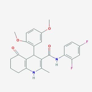 molecular formula C25H24F2N2O4 B303905 N-(2,4-difluorophenyl)-4-(2,5-dimethoxyphenyl)-2-methyl-5-oxo-1,4,5,6,7,8-hexahydro-3-quinolinecarboxamide 