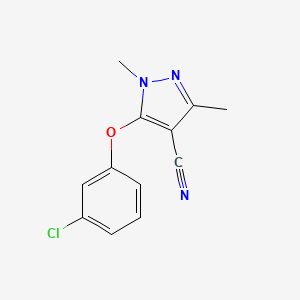 molecular formula C12H10ClN3O B3039060 5-(3-chlorophenoxy)-1,3-dimethyl-1H-pyrazole-4-carbonitrile CAS No. 956369-26-9