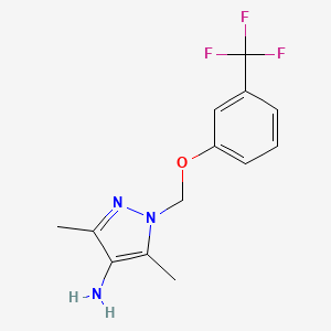 molecular formula C13H14F3N3O B3039063 3,5-二甲基-1-((3-(三氟甲基)苯氧基)甲基)-1h-吡唑-4-胺 CAS No. 956396-71-7