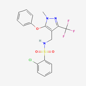 2-chloro-N-{[1-methyl-5-phenoxy-3-(trifluoromethyl)-1H-pyrazol-4-yl]methyl}benzenesulfonamide