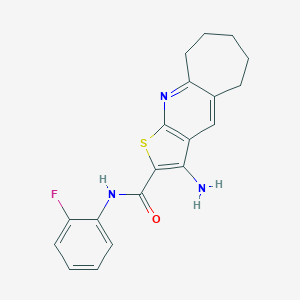 molecular formula C19H18FN3OS B303908 3-amino-N-(2-fluorophenyl)-6,7,8,9-tetrahydro-5H-cyclohepta[b]thieno[3,2-e]pyridine-2-carboxamide 