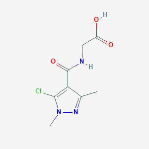 molecular formula C8H10ClN3O3 B3039082 2-{[(5-chloro-1,3-dimethyl-1H-pyrazol-4-yl)carbonyl]amino}acetic acid CAS No. 956794-32-4