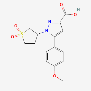 molecular formula C15H16N2O5S B3039087 1-(1,1-dioxidotetrahydrothiophen-3-yl)-5-(4-methoxyphenyl)-1H-pyrazole-3-carboxylic acid CAS No. 956935-40-3