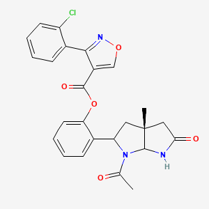 molecular formula C25H22ClN3O5 B3039091 2-[(3aR)-1-acetyl-3a-methyl-5-oxooctahydropyrrolo[2,3-b]pyrrol-2-yl]phenyl 3-(2-chlorophenyl)-4-isoxazolecarboxylate CAS No. 956965-81-4