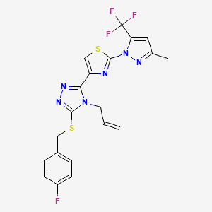 4-[5-[(4-Fluorophenyl)methylsulfanyl]-4-prop-2-enyl-1,2,4-triazol-3-yl]-2-[3-methyl-5-(trifluoromethyl)pyrazol-1-yl]-1,3-thiazole
