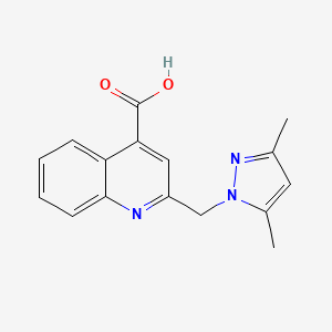 molecular formula C16H15N3O2 B3039093 2-(3,5-二甲基-吡唑-1-基甲基)-喹啉-4-甲酸 CAS No. 957035-26-6