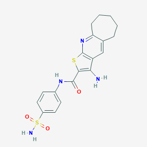 molecular formula C19H20N4O3S2 B303911 3-amino-N-[4-(aminosulfonyl)phenyl]-6,7,8,9-tetrahydro-5H-cyclohepta[b]thieno[3,2-e]pyridine-2-carboxamide 