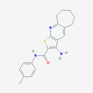 molecular formula C20H21N3OS B303912 3-amino-N-(4-methylphenyl)-6,7,8,9-tetrahydro-5H-cyclohepta[b]thieno[3,2-e]pyridine-2-carboxamide 