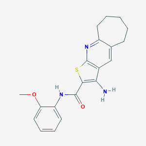 molecular formula C20H21N3O2S B303913 3-amino-N-(2-methoxyphenyl)-6,7,8,9-tetrahydro-5H-cyclohepta[b]thieno[3,2-e]pyridine-2-carboxamide 