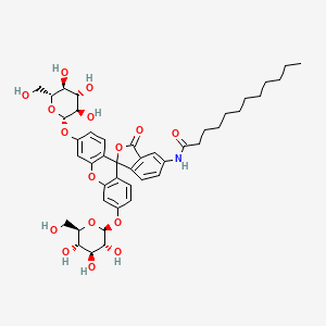 N-[3-Oxo-3',6'-bis[[(2S,3R,4S,5S,6R)-3,4,5-trihydroxy-6-(hydroxymethyl)oxan-2-yl]oxy]spiro[2-benzofuran-1,9'-xanthene]-5-yl]dodecanamide