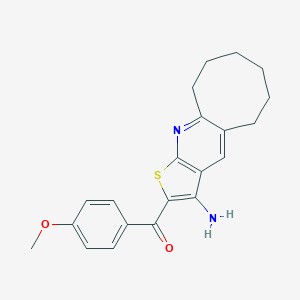 molecular formula C21H22N2O2S B303916 (3-Amino-5,6,7,8,9,10-hexahydrocycloocta[b]thieno[3,2-e]pyridin-2-yl)(4-methoxyphenyl)methanone 